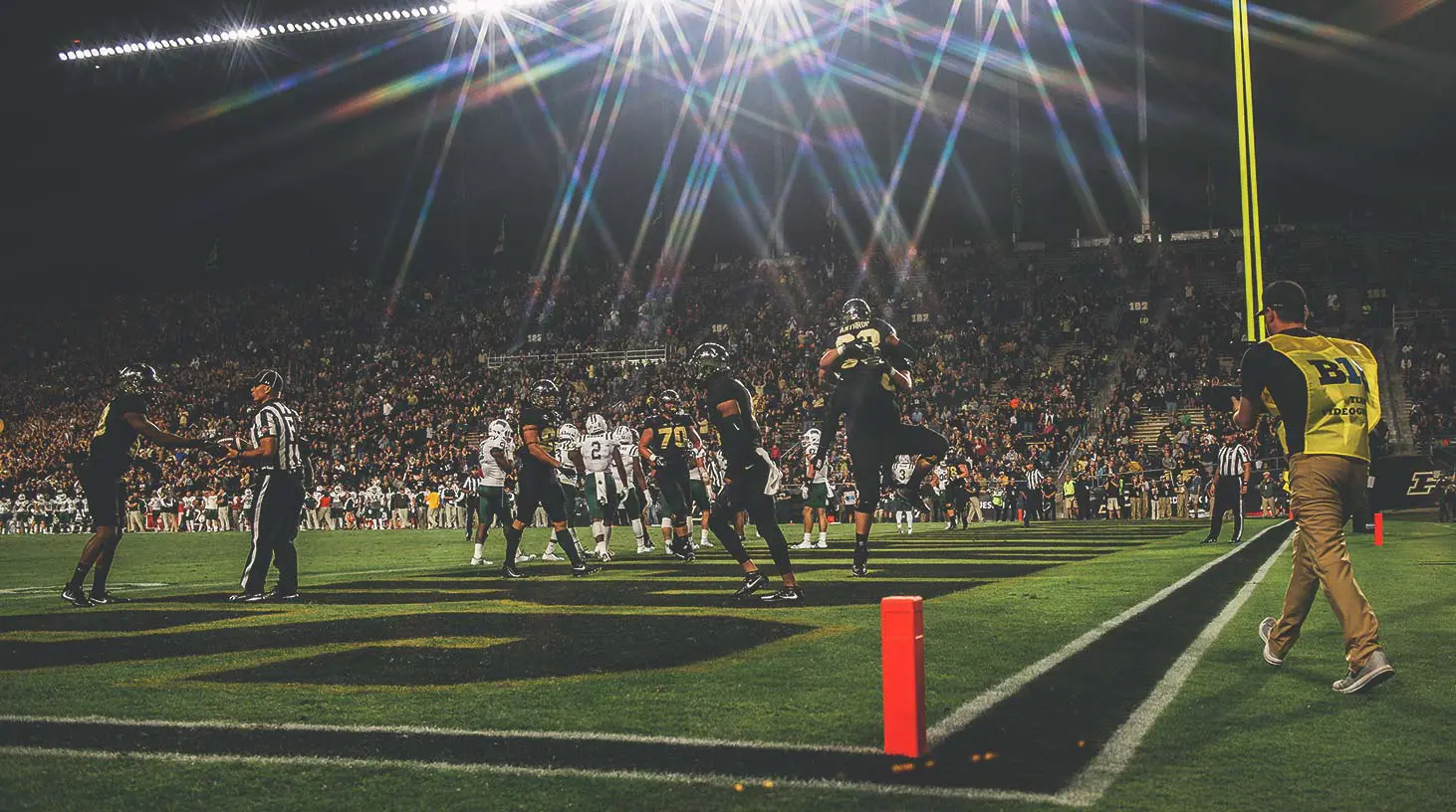 Football players on the field during a game